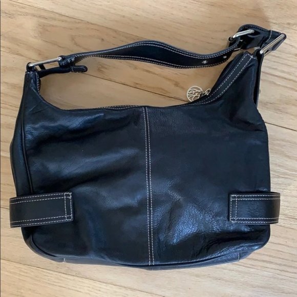 Franco Sarto Black Leather Shoulder Bag - Picture 2 of 5